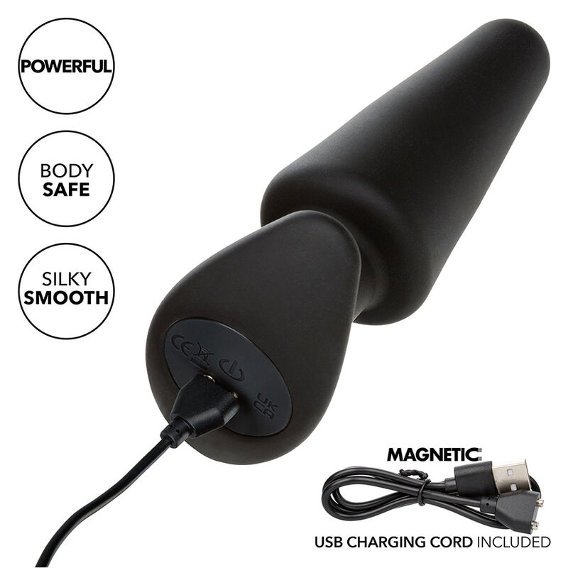 CALEXOTICS - ROCK BOTTOM TAPERED ANAL PLUG 10 VIBRATIONS SILICONE NOIR – Image 8