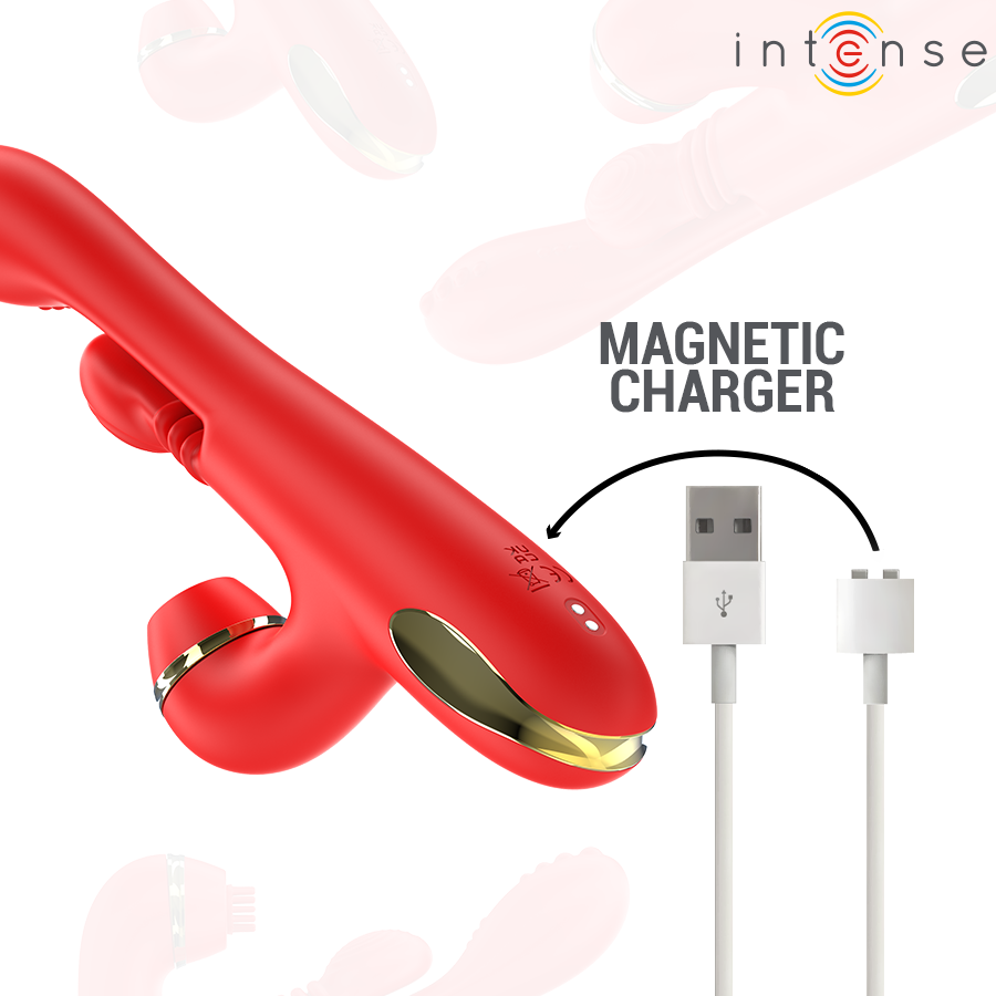 INTENSE - STIMULATEUR DE CLITORIS MULTIFONCTION KATY 4 TÊTES INTERCHANGEABLES ROUGE – Image 8