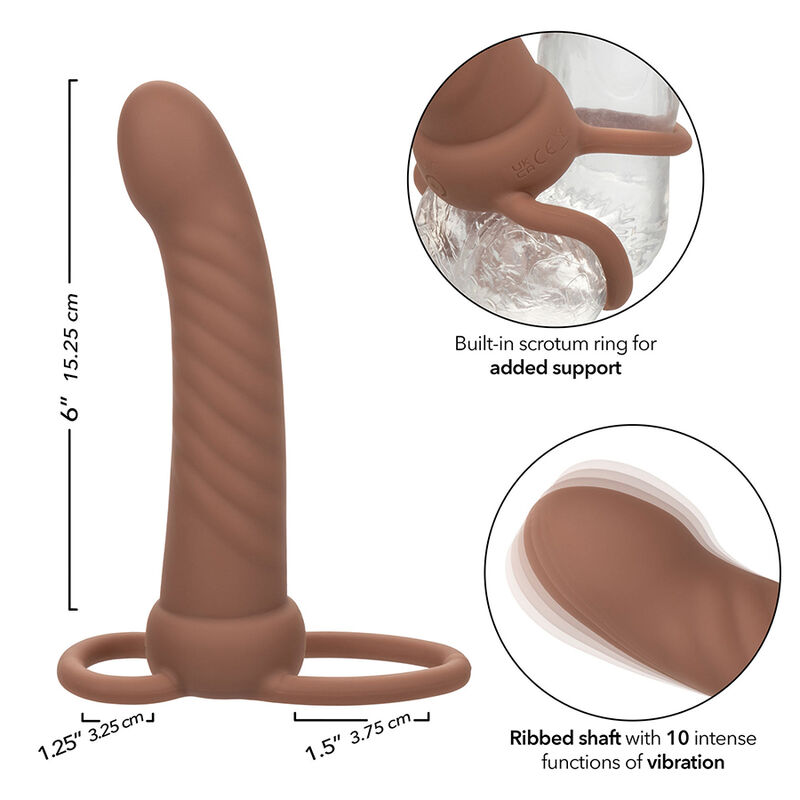 CALEXOTICS - MAXX RIBBED DOUBLE PÉNÉTRATEUR 10 VIBRATIONS MARRON – Image 8