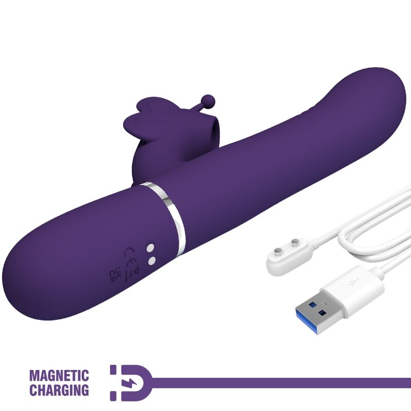 PRETTY LOVE - VIBRATEUR MULTIFONCTION LAPIN 4 EN 1 PAPILLON VIOLET – Image 9