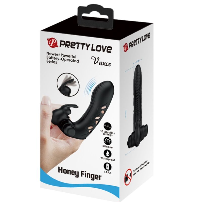 PRETTY LOVE - COUVERCLE DE DOIGT VIBRATEUR LAPIN NOIR VANCE – Image 9