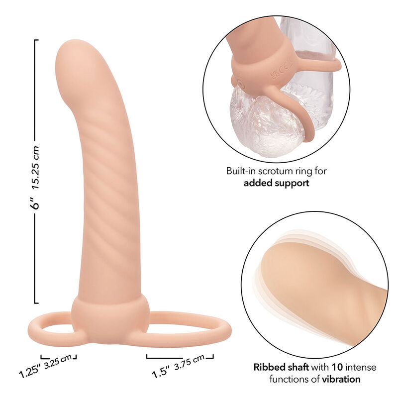 CALEXOTICS - MAXX DOUBLE PÉNÉTRATEUR NERVURÉ 10 VIBRATIONS FLESH – Image 9