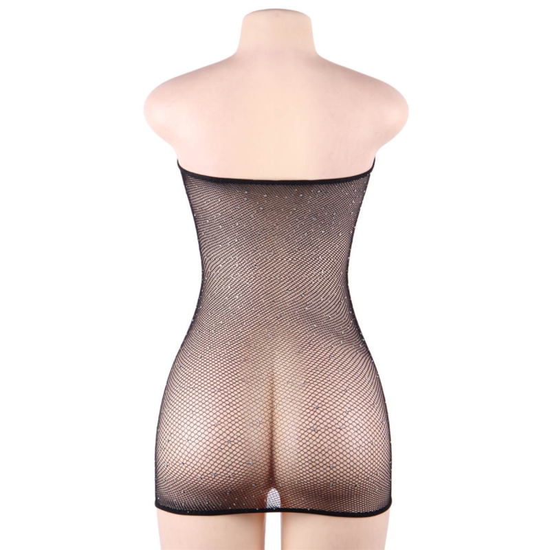 QUEEN LINGERIE - ROBE CORPS EN FILET AVEC DIAMANTS S/L – Image 6