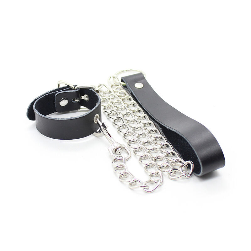OHMAMA FETISH - COLLIER PÉNIS ET BRACELET EN CUIR AVEC CHAÎNE MÉTALLIQUE – Image 5
