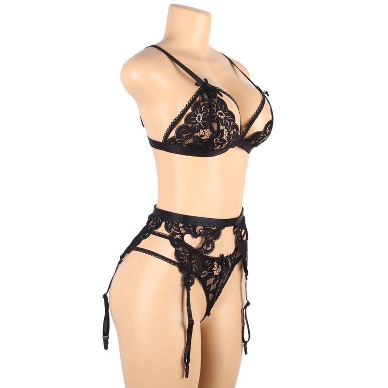 SUBBLIME - SET ENSEMBLE TROIS PIÈCES SOUTIEN-GORGE + PORTE-JARRETELLE + STRING S/M – Image 9