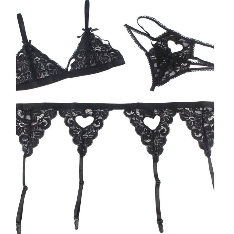 SUBBLIME - SET ENSEMBLE TROIS PIÈCES SOUTIEN-GORGE + PORTE-JARRETELLE + STRING S/M – Image 8