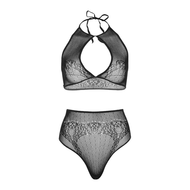 LEG AVENUE - ENSEMBLE DEUX PIÈCES HALTER CROP TOP & THONG CULOTTE TAILLE UNIQUE – Image 5