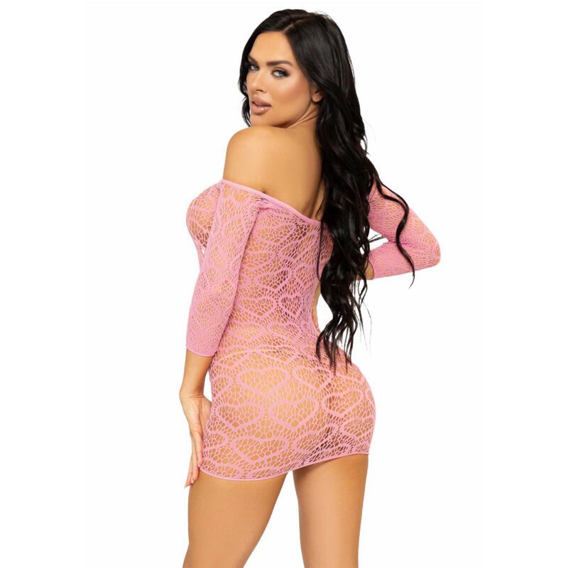 LEG AVENUE - MINI ROBE EN FILET COEUR TAILLE UNIQUE - ROSE – Image 2