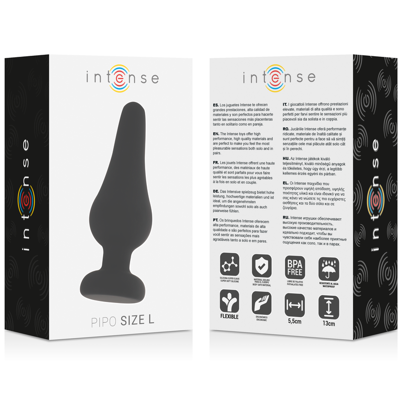 INTENSE - PLUG ANAL PIPO L SILICONE NOIR 13 CM – Image 4