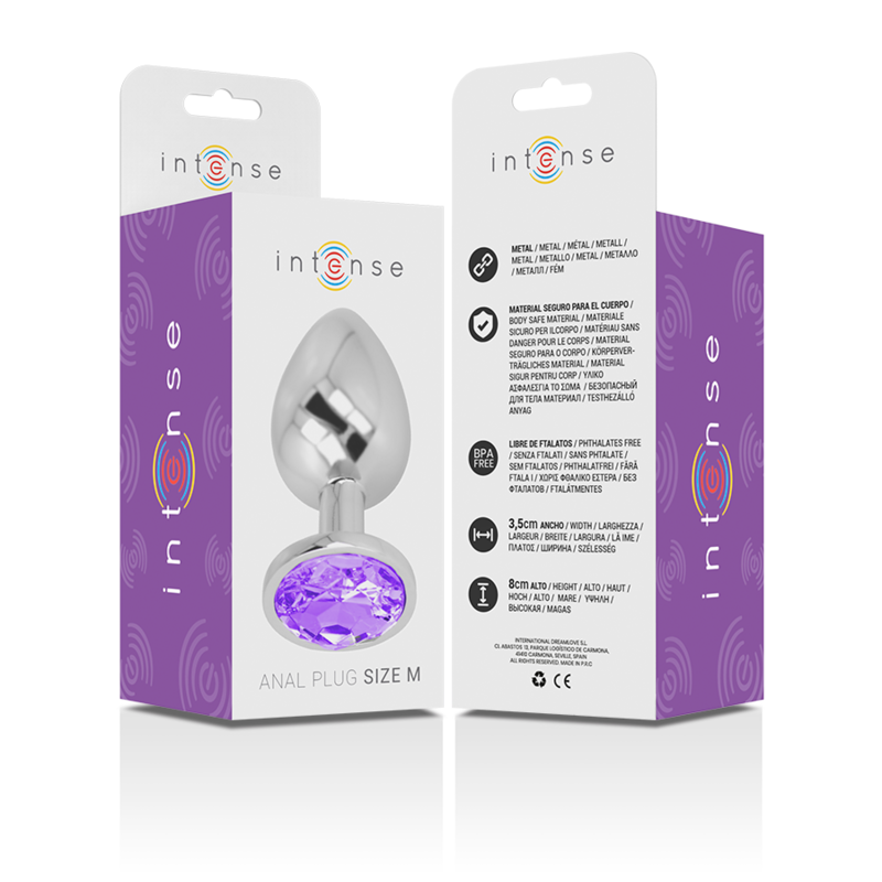 INTENSE - PLUG ANAL EN MÉTAL ALUMINIUM AVEC CRISTAL VIOLET TAILLE M – Image 6