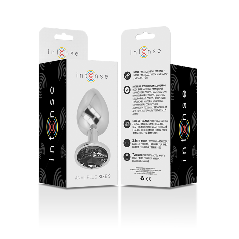 INTENSE - PLUG ANAL EN MÉTAL ALUMINIUM AVEC CRISTAL NOIR TAILLE S – Image 6
