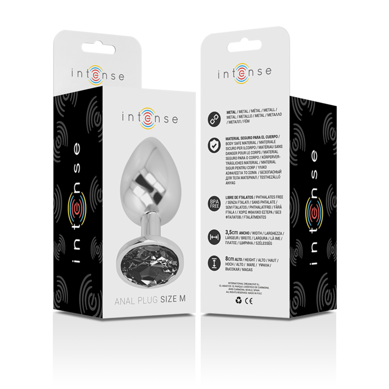 INTENSE - PLUG ANAL EN MÉTAL ALUMINIUM AVEC VERRE NOIR TAILLE M – Image 6