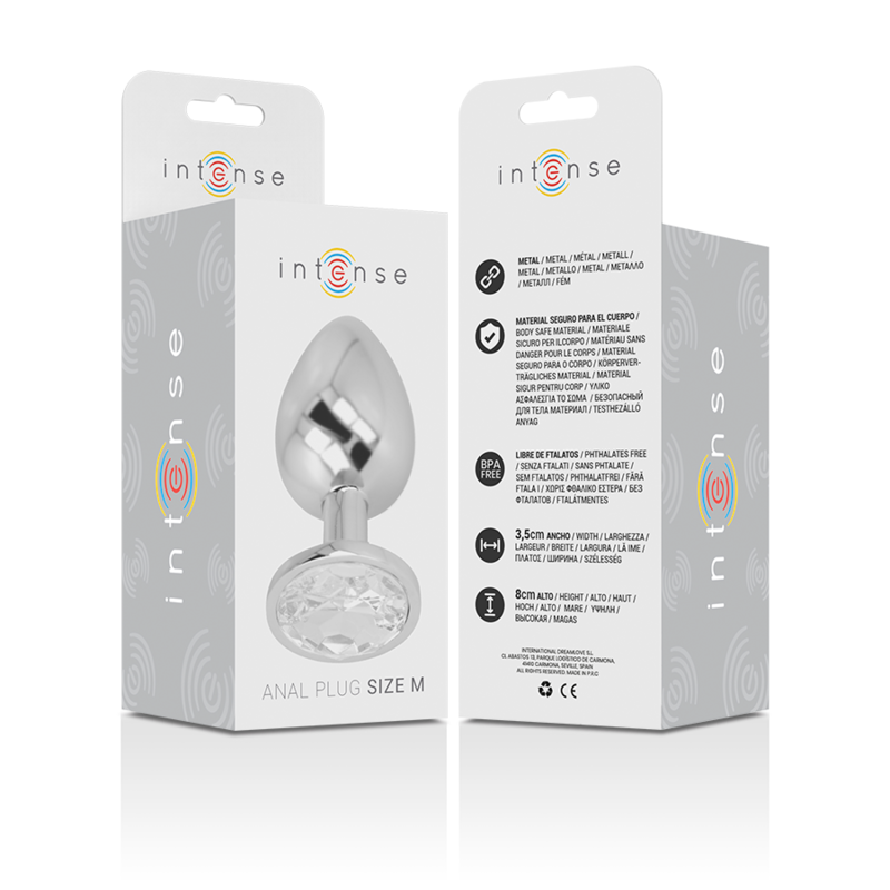 INTENSE - PLUG ANAL EN MÉTAL ALUMINIUM AVEC CRISTAL DARGENT TAILLE M – Image 5