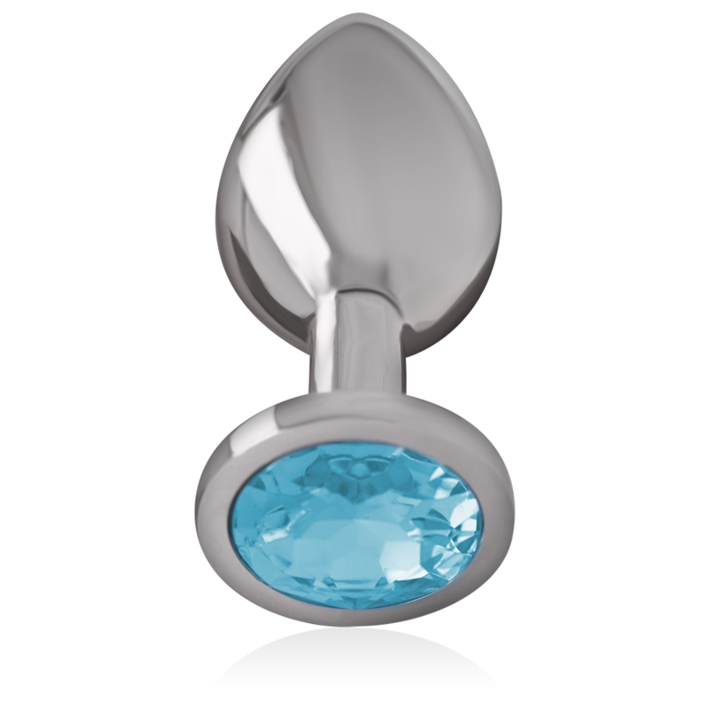 INTENSE - PLUG ANAL EN MÉTAL ALUMINIUM AVEC CRISTAL BLEU TAILLE S – Image 2