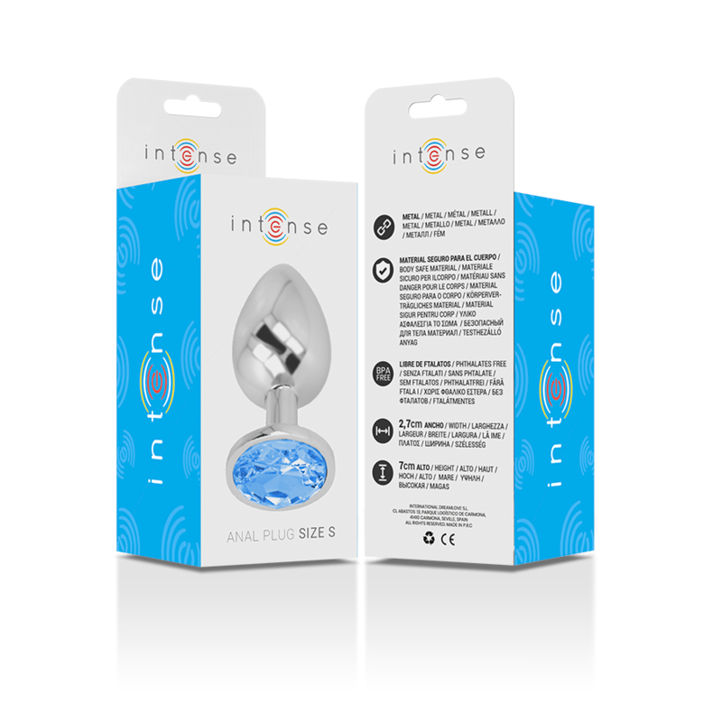 INTENSE - PLUG ANAL EN MÉTAL ALUMINIUM AVEC CRISTAL BLEU TAILLE S – Image 6