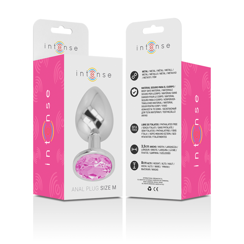 INTENSE - PLUG ANAL EN MÉTAL ALUMINIUM AVEC CRISTAL ROSE TAILLE M – Image 6