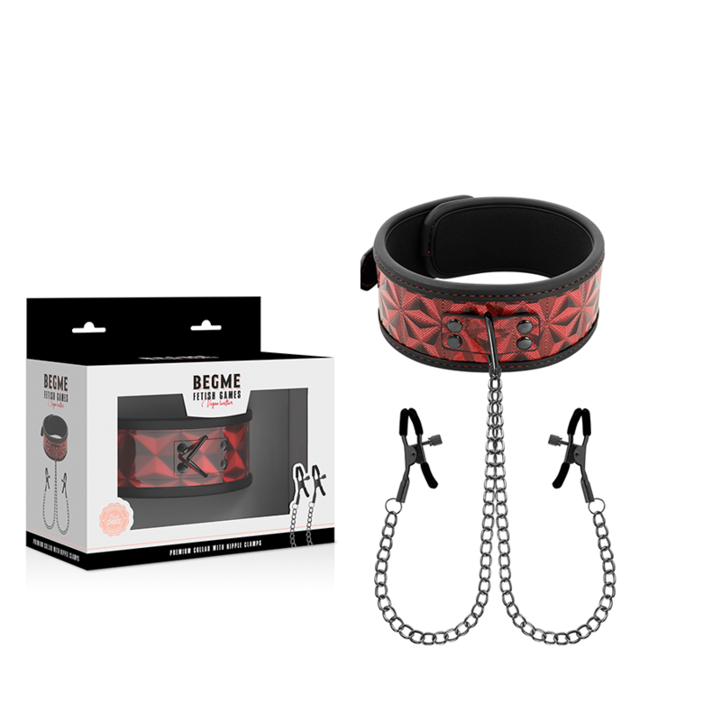 BEGME - COLLIER ÉDITION ROUGE AVEC PINCES TÉLÉMON AVEC DOUBLURE EN NÉOPRÈNE – Image 2