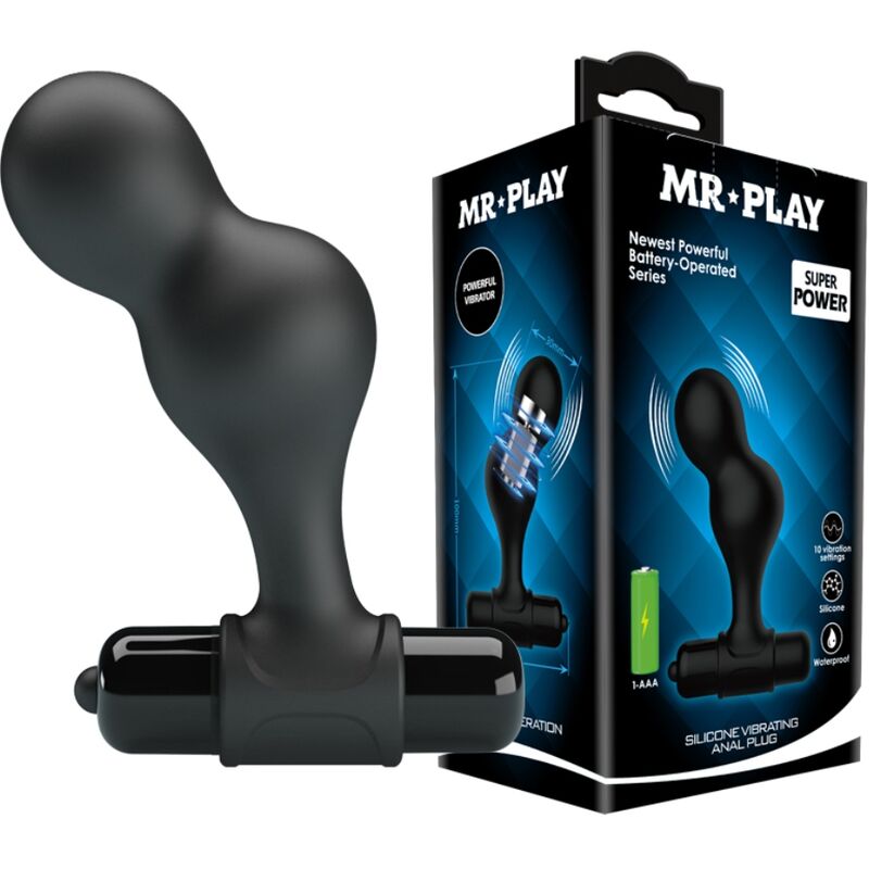 MR PLAY - PLUG ANAL VIBRATEUR EN SILICONE NOIR – Image 2