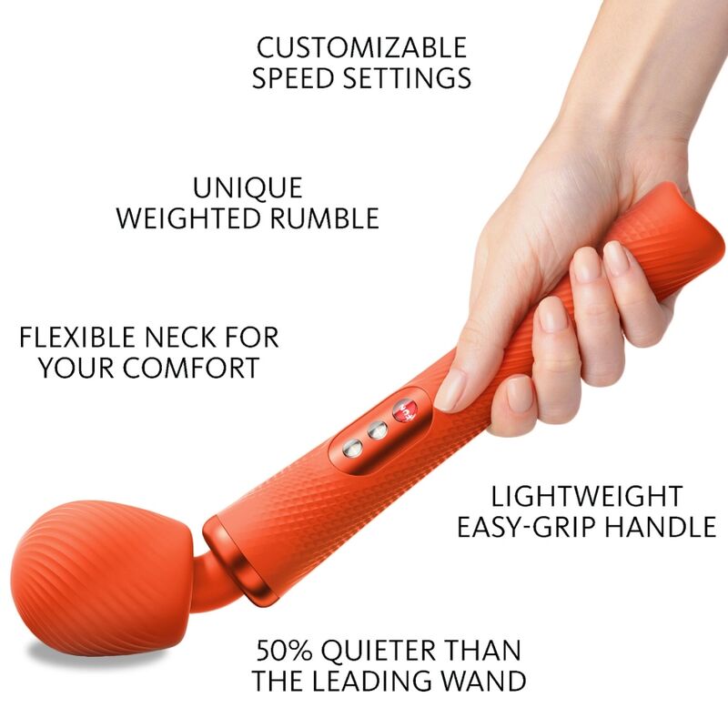 FUN FACTORY - VIM SILICONE RECHARGEABLE VIBRANT LESTÉ RUMBLE WAND SUNRISE ORANGE – Image 2