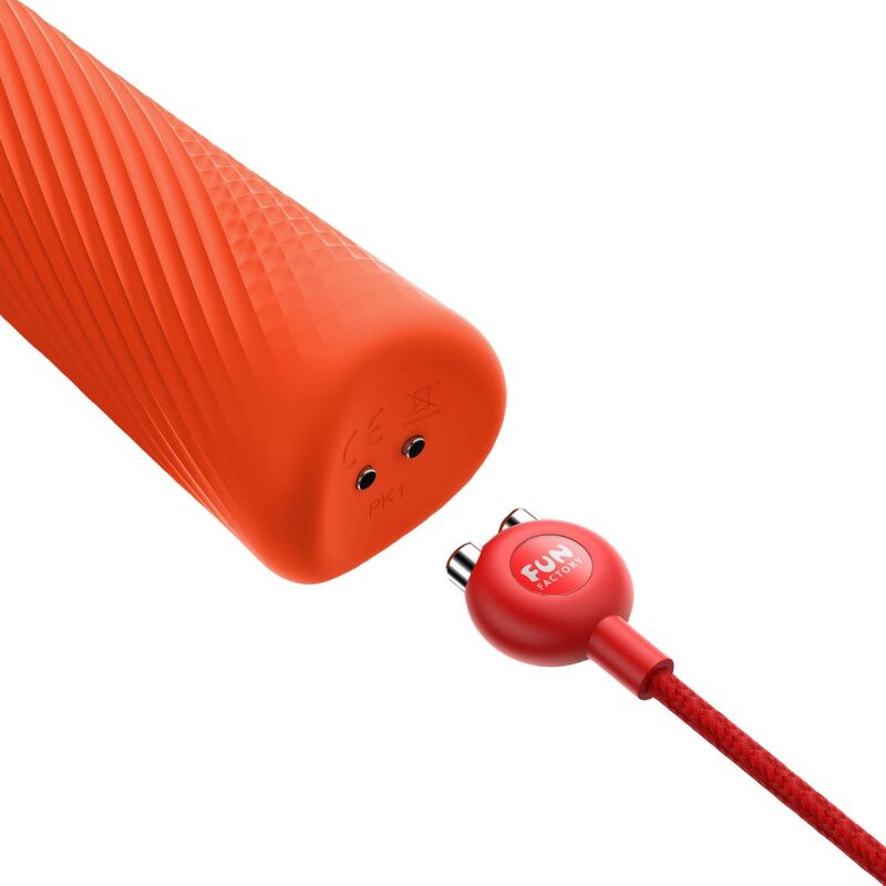 FUN FACTORY - VIM SILICONE RECHARGEABLE VIBRANT LESTÉ RUMBLE WAND SUNRISE ORANGE – Image 4