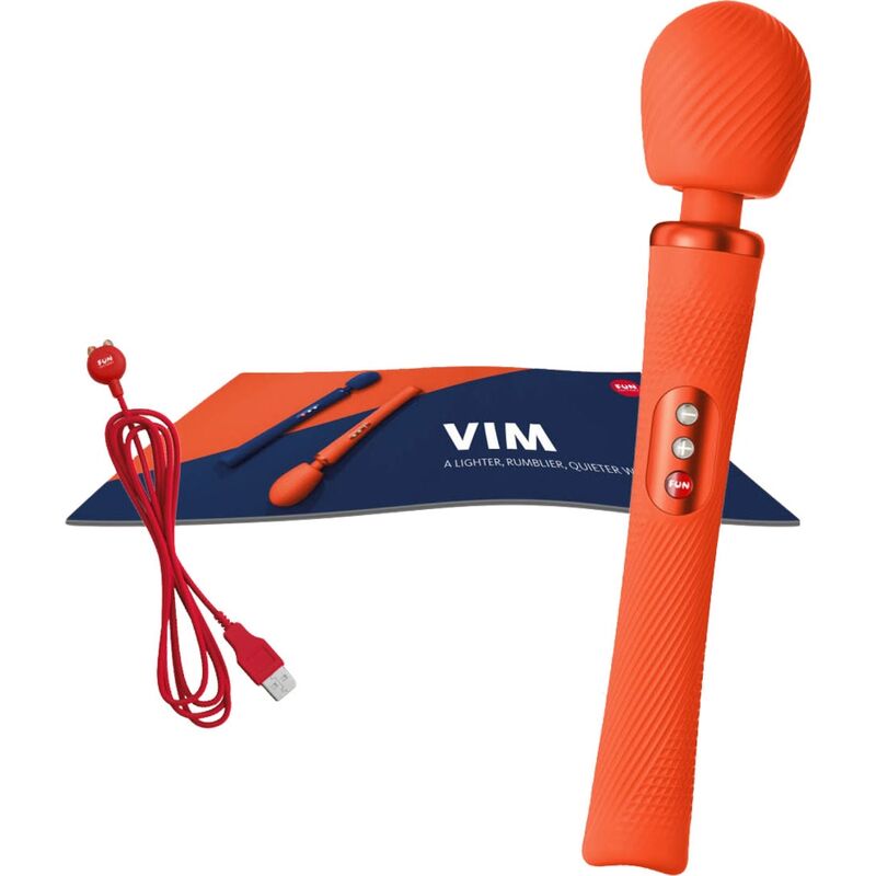 FUN FACTORY - VIM SILICONE RECHARGEABLE VIBRANT LESTÉ RUMBLE WAND SUNRISE ORANGE – Image 5