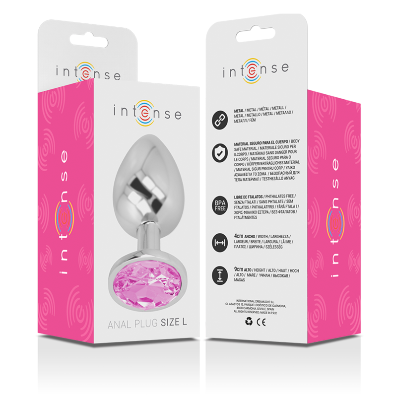 INTENSE - PLUG ANAL EN MÉTAL ALUMINIUM AVEC CRISTAL ROSE TAILLE L – Image 6