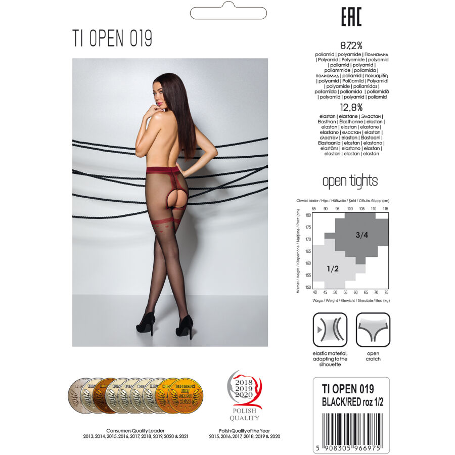 PASSION - TIOPEN 019 COLLANTS NOIR/ROUGE 1/2 20 DEN – Image 5