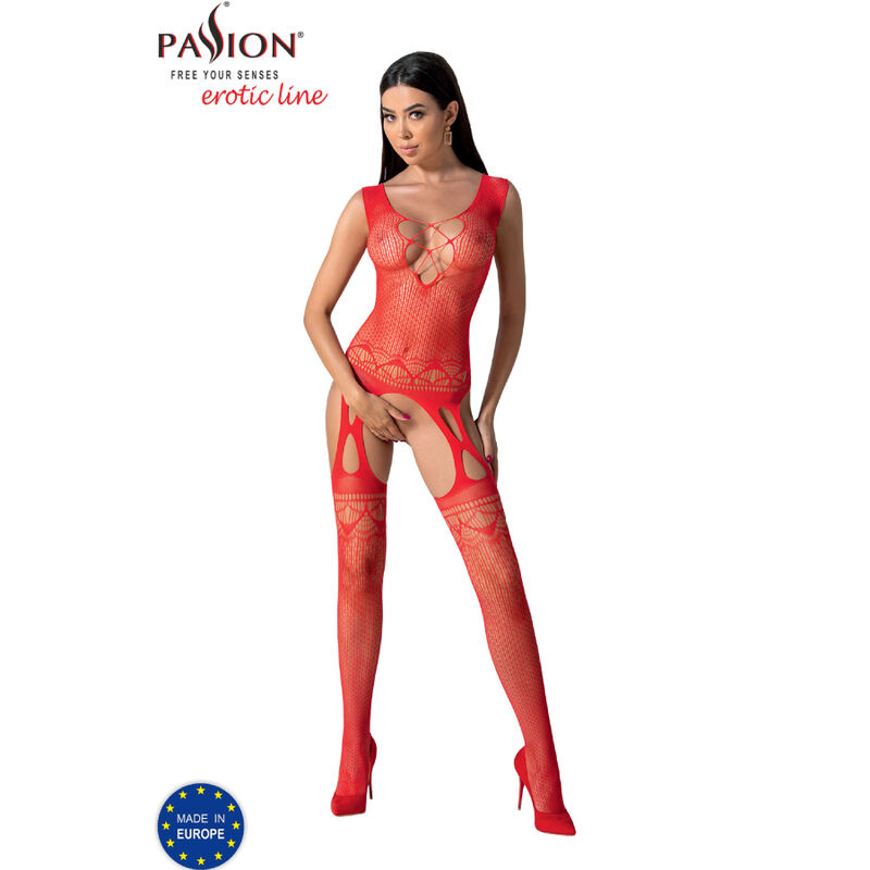 PASSION - BS099 BODYSTOCKING ROUGE TAILLE UNIQUE – Image 3