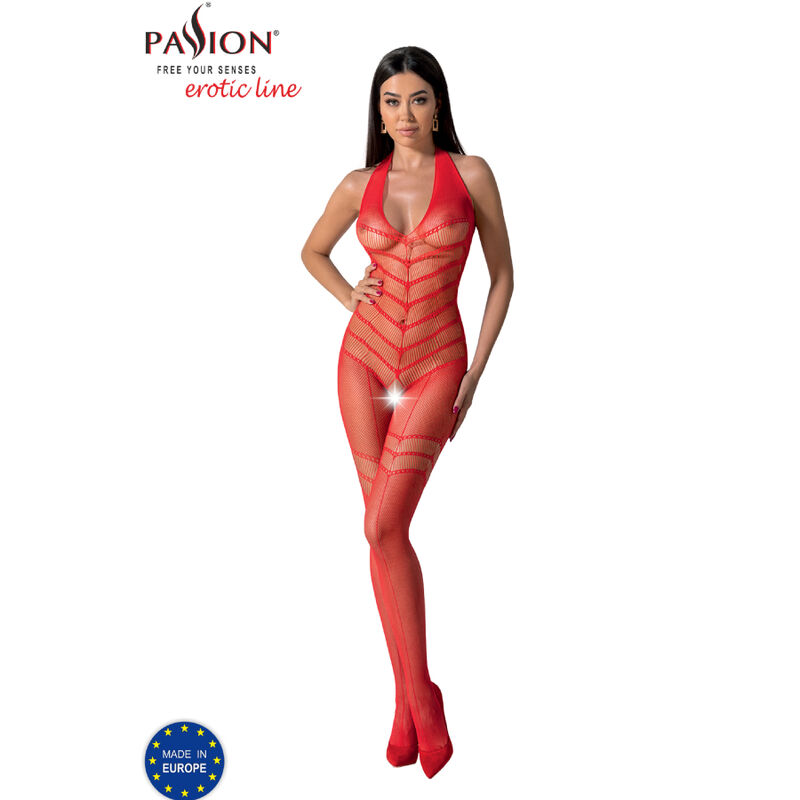 PASSION - BS100 BODYSTOCKING ROUGE TAILLE UNIQUE – Image 3