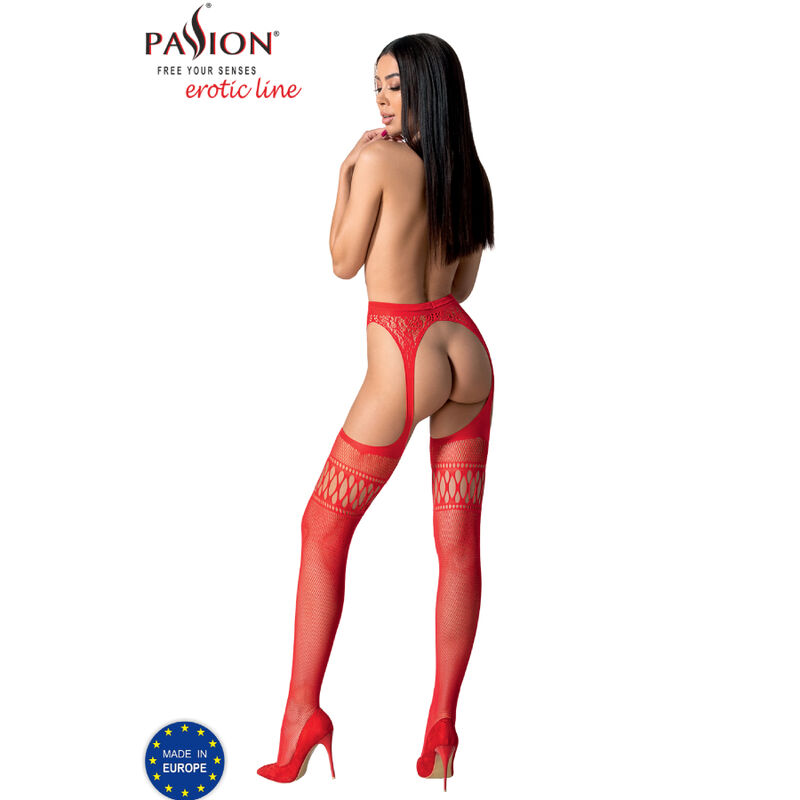 PASSION - S026 BAS ROUGES AVEC JARRETIÈRE TAILLE UNIQUE – Image 4