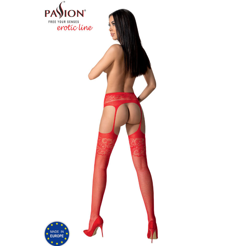 PASSION - S029 BAS ROUGES AVEC JARRETIÈRE TAILLE UNIQUE – Image 4