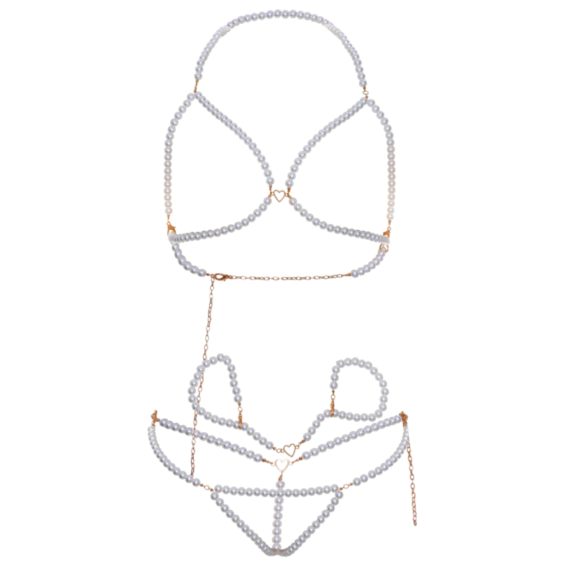 LEG AVENUE - ENSEMBLE BRACELETS SOUTIEN-GORGE ET STRING PERLES – Image 5