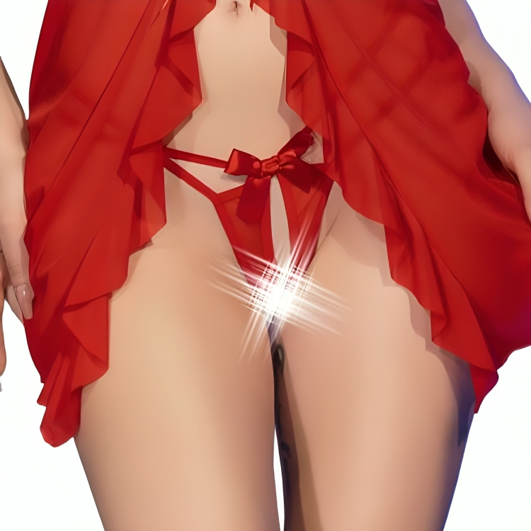 CHILIROSE - CR 4696 BABYDOLL & STRING SANS CROCHET ROUGE S/M – Image 2