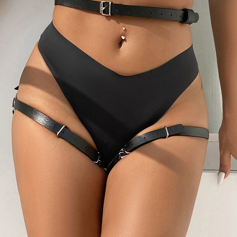 SUBBLIME - HARNAIS DE TAILLE ET DE JAMBES EN CUIR NOIR TAILLE UNIQUE – Image 8