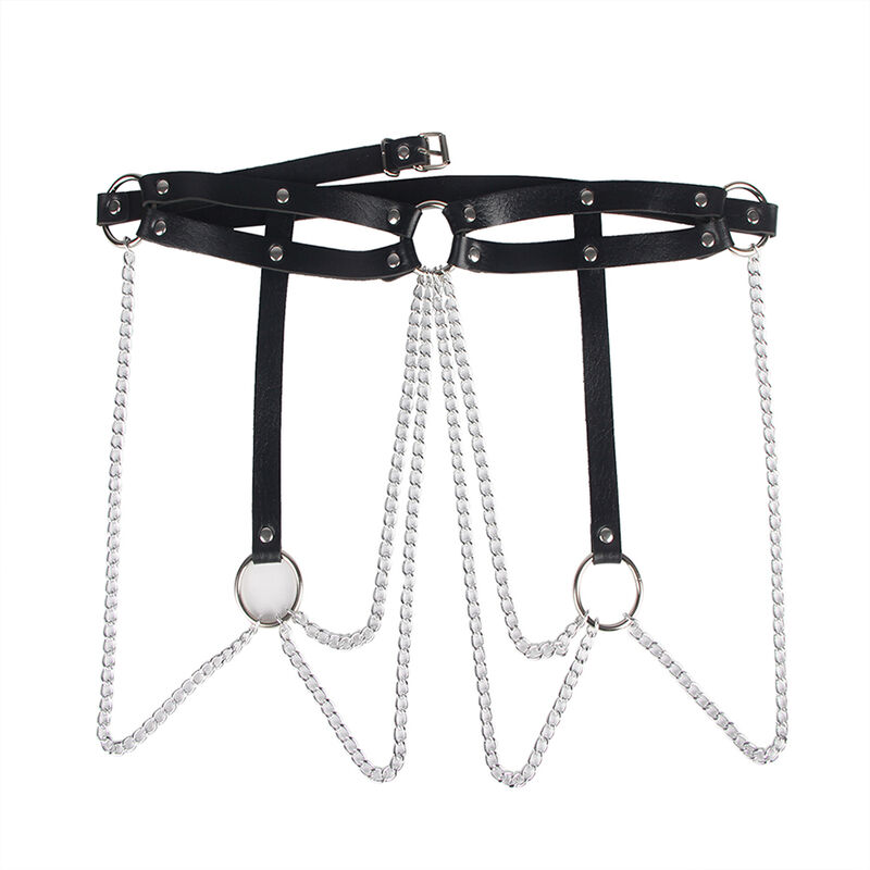 SUBBLIME - CHAINE BAGUE CUIR CEINTURE NOIR TAILLE UNIQUE – Image 4