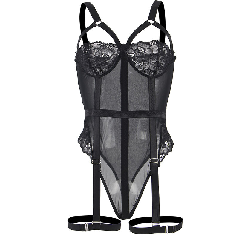 SUBBLIME - TEDDY AVEC JARRETIÈRE DÉTAIL POITRINE NOIR S/M – Image 7
