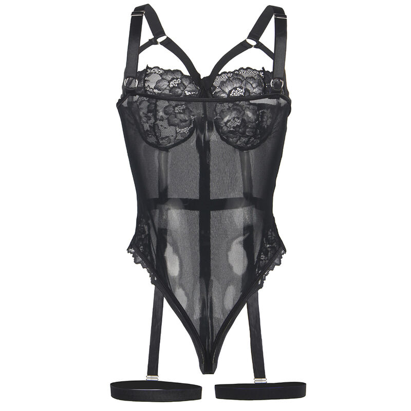 SUBBLIME - TEDDY AVEC JARRETIÈRE DÉTAIL POITRINE NOIR L/XL – Image 6