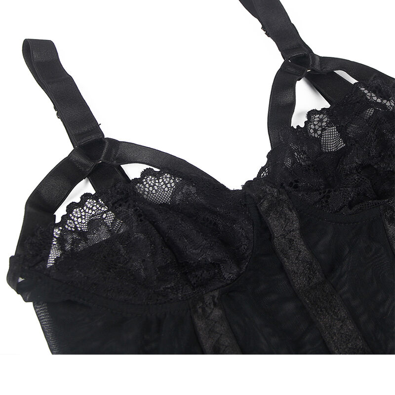 SUBBLIME - TEDDY AVEC JARRETIÈRE DÉTAIL POITRINE NOIR L/XL – Image 8