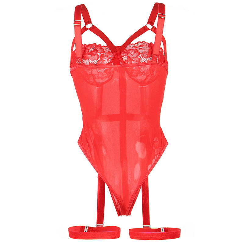 SUBBLIME - TEDDY AVEC JARRETIÈRE DÉTAIL POITRINE ROUGE S/M – Image 4
