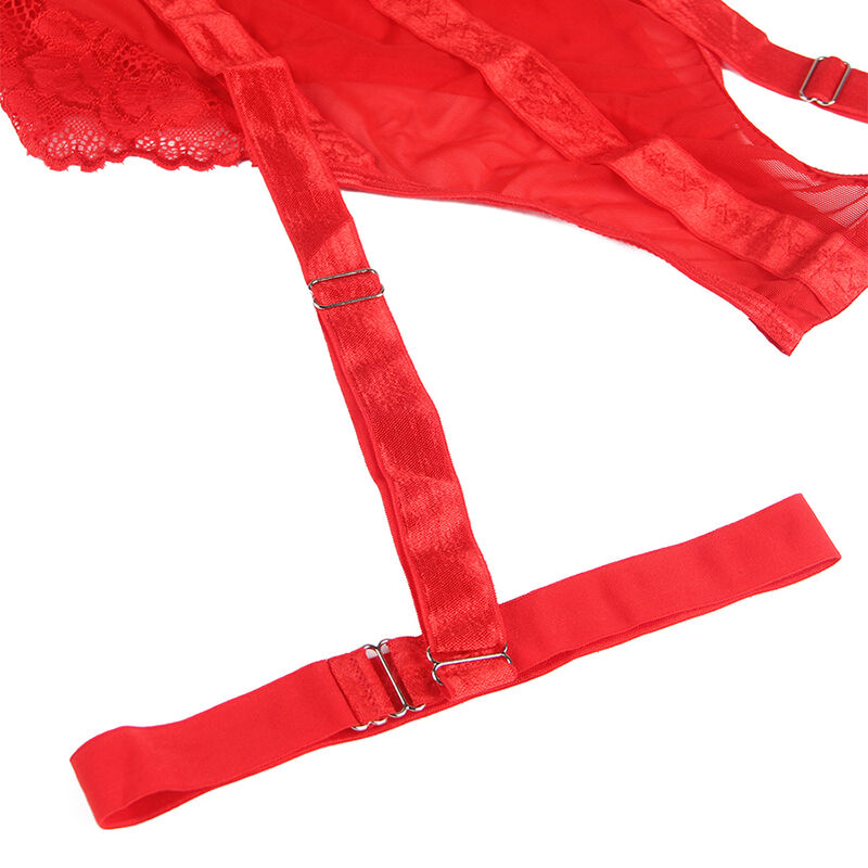 SUBBLIME - TEDDY AVEC JARRETIÈRE DÉTAIL POITRINE ROUGE S/M – Image 8