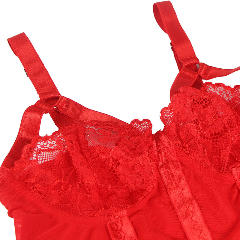SUBBLIME - TEDDY AVEC JARRETIÈRE DÉTAIL POITRINE ROUGE S/M – Image 6
