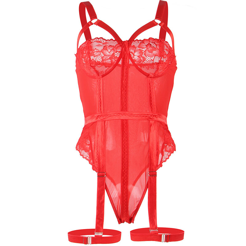 SUBBLIME - TEDDY AVEC JARRETIÈRE DÉTAIL POITRINE ROUGE S/M – Image 5