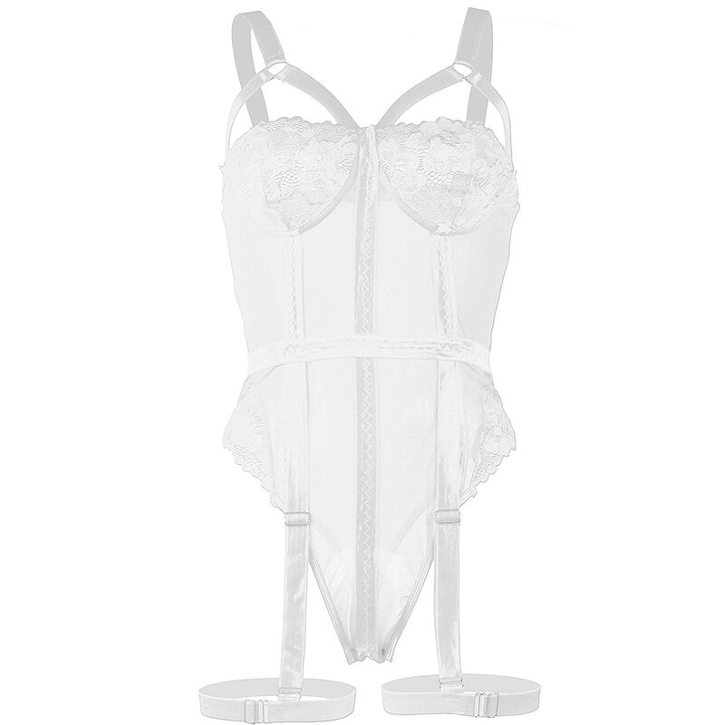 SUBBLIME - TEDDY AVEC JARRETIÈRE DÉTAIL POITRINE BLANC S/M – Image 7