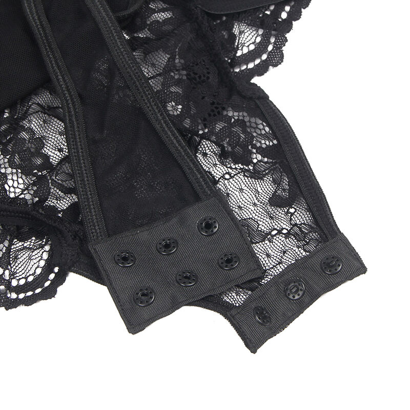SUBBLIME - TEDDY AVEC JARRETIÈRE AVEC DÉTAIL DENTELLE ET BANDES NOIR L/XL – Image 5
