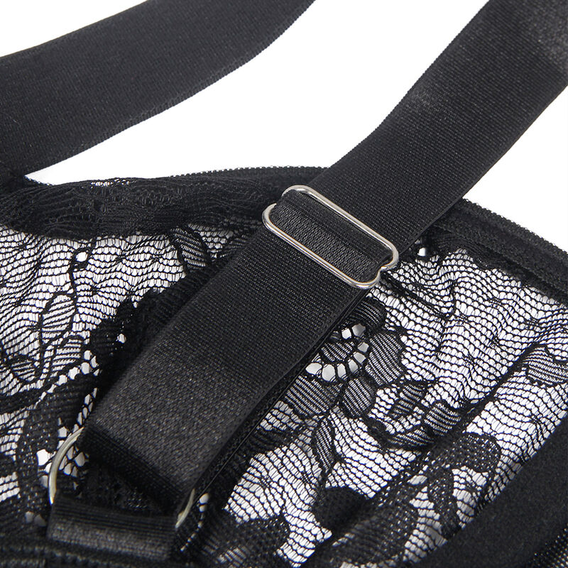 SUBBLIME - TEDDY AVEC JARRETIÈRE AVEC DÉTAIL DENTELLE ET BANDES NOIR L/XL – Image 9