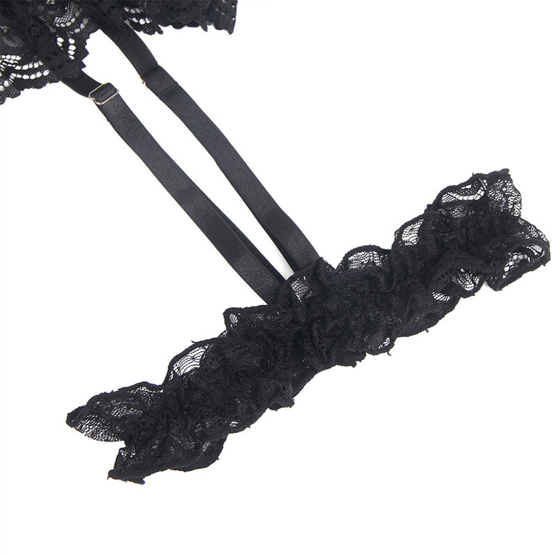 SUBBLIME - TEDDY AVEC JARRETIÈRE AVEC DÉTAIL DENTELLE ET BANDES NOIR L/XL – Image 6