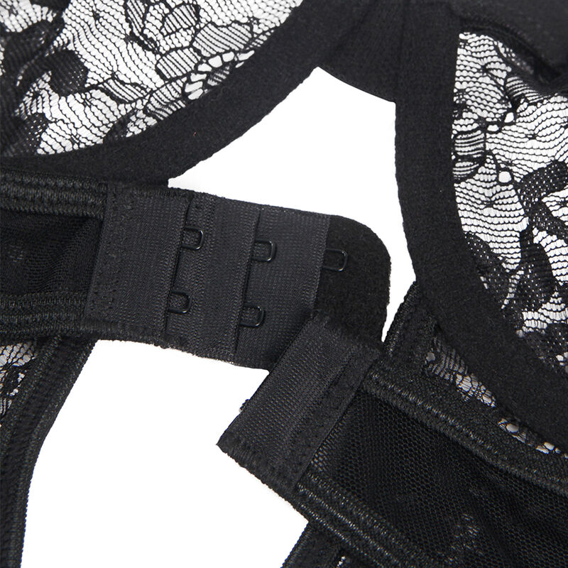 SUBBLIME - TEDDY AVEC JARRETIÈRE AVEC DÉTAIL DENTELLE ET BANDES NOIR L/XL – Image 12