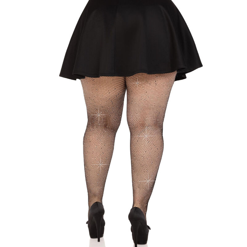 LEG AVENUE - BAS MAILLE CRISTALLISÉE NOIR GRANDE TAILLE – Image 2