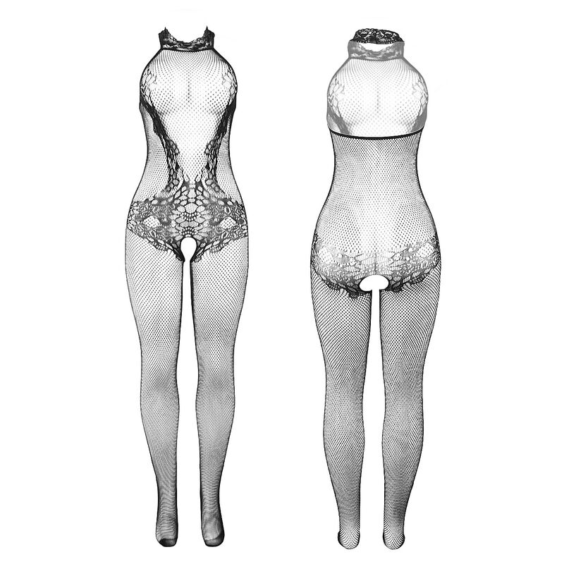 SUBBLIME - 951801 BODYSTOCKING RÉSILLE ET DENTELLE SANS FOURREAU COL MONTANT NOIR TAILLE UNIQUE – Image 4