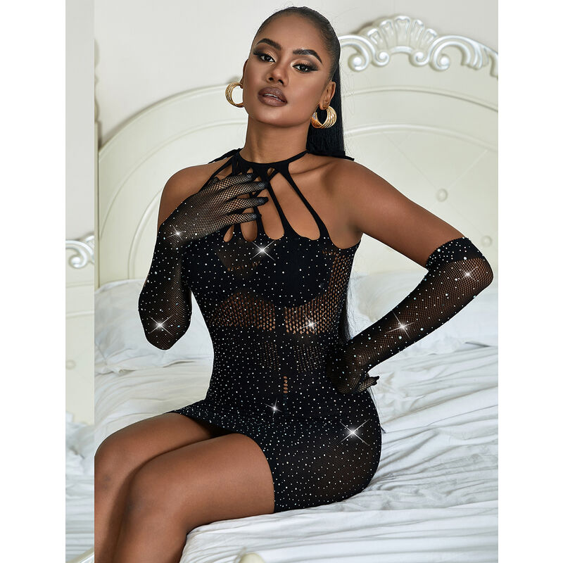 SUBBLIME - 952235 ROBE RÉSEILLE AVEC STRASS NOIR TAILLE UNIQUE – Image 9